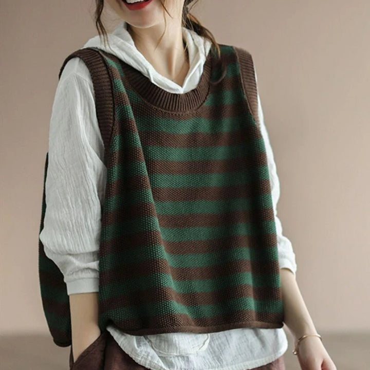 Knit Vests For Women Striped Light Warm Clothing Trend 2025 Promotion Waistcoat New Knitwear Tops Luxury In Short Lady Sweaters