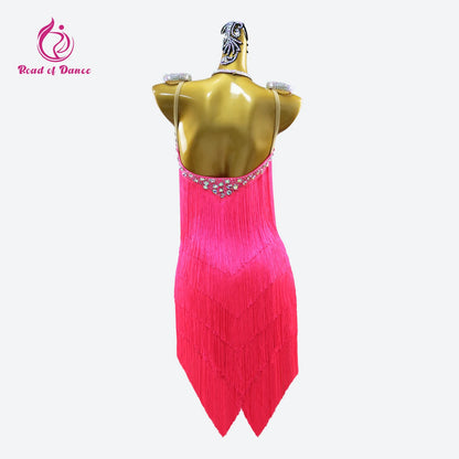 Women's Evening Dress Latin Dance Costume Party Competition Adult Prom Girls Stage Fringed Outfits Sport Suit practice Dancewear
