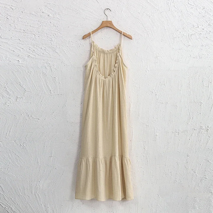 Muslin 100% Cotton Summer Dress Woman 2026 Trendy Sexy Sleeveless Ruched Long Maxi Party Dresses Chic Sundress