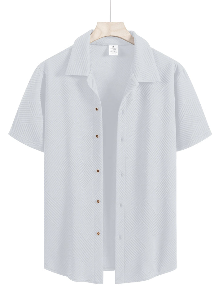 New Mens Short Sleeve T Shirts Trendy Breathable Solid Color Stand Up Collar Shirt Summer Loose Youth Basic Button T-shirt Top