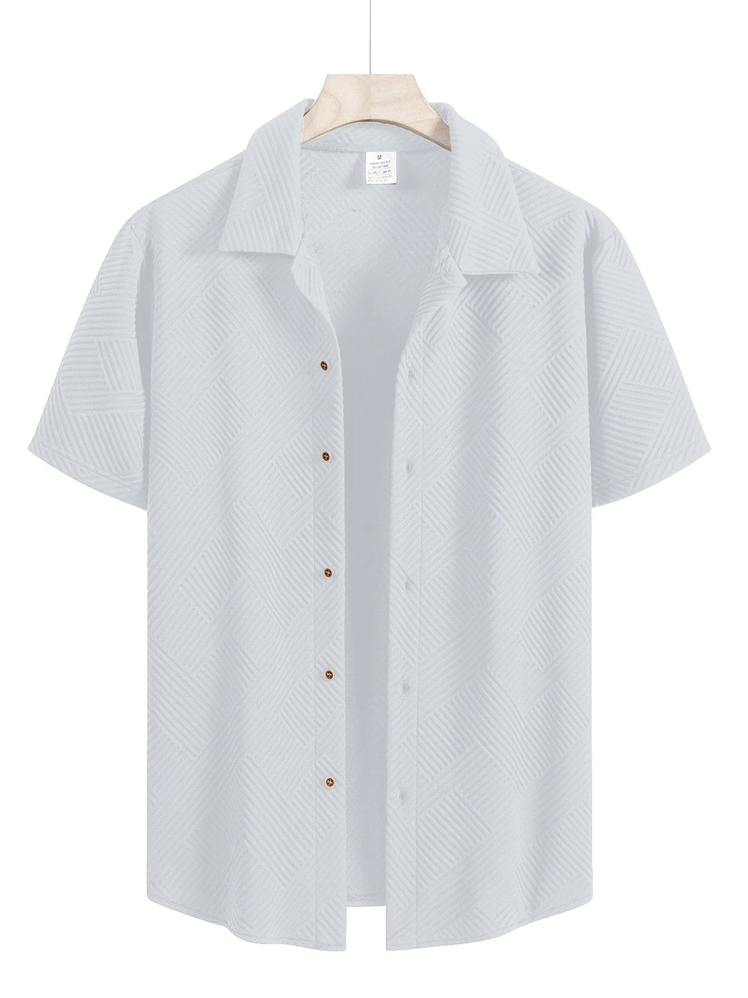 New Mens Short Sleeve T Shirts Trendy Breathable Solid Color Stand Up Collar Shirt Summer Loose Youth Basic Button T-shirt Top