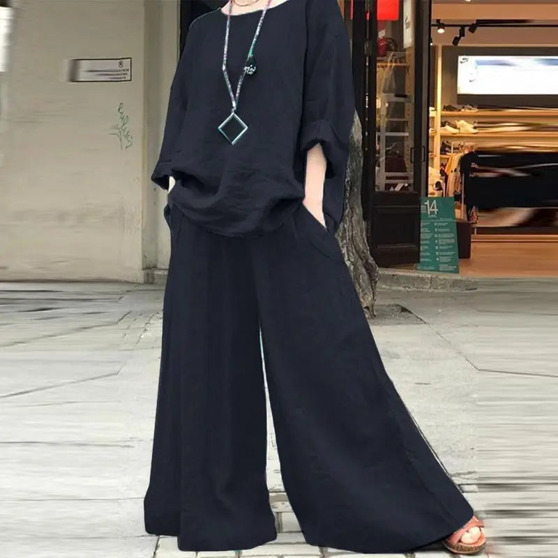 Casual Cotton Linen Set Women&