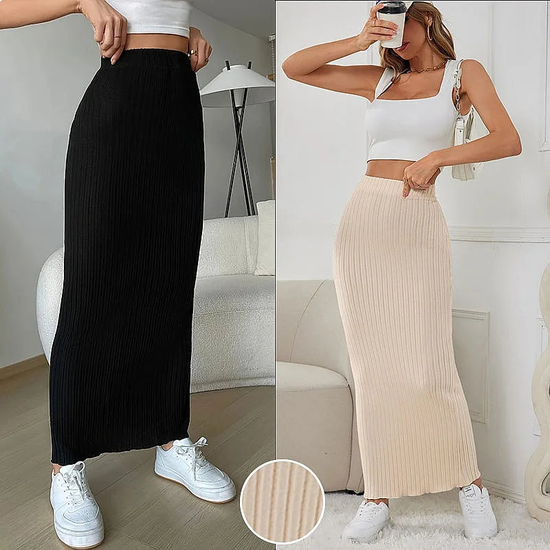 Sexy Bodycon Pencil Skirt High Waist Elastic Waist Spring Summer Casual Midi Skirts Women Fashion