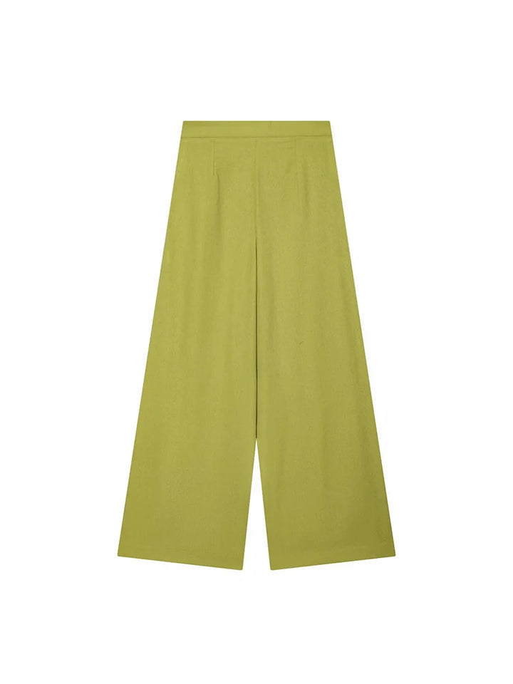 Women Wide Leg Pants Office Women Pockets Pleated Long Trousers Fashion Female Casual Spring Summer Streetwear Pants