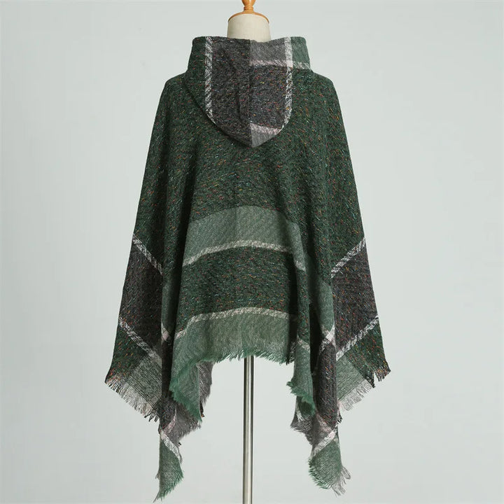 Knitted Imitation Cashmere Poncho Scarf Shawl Hooded Cape Pullover Cloak Scarves Tassels Coat Elegant Casual Outerwear for Women