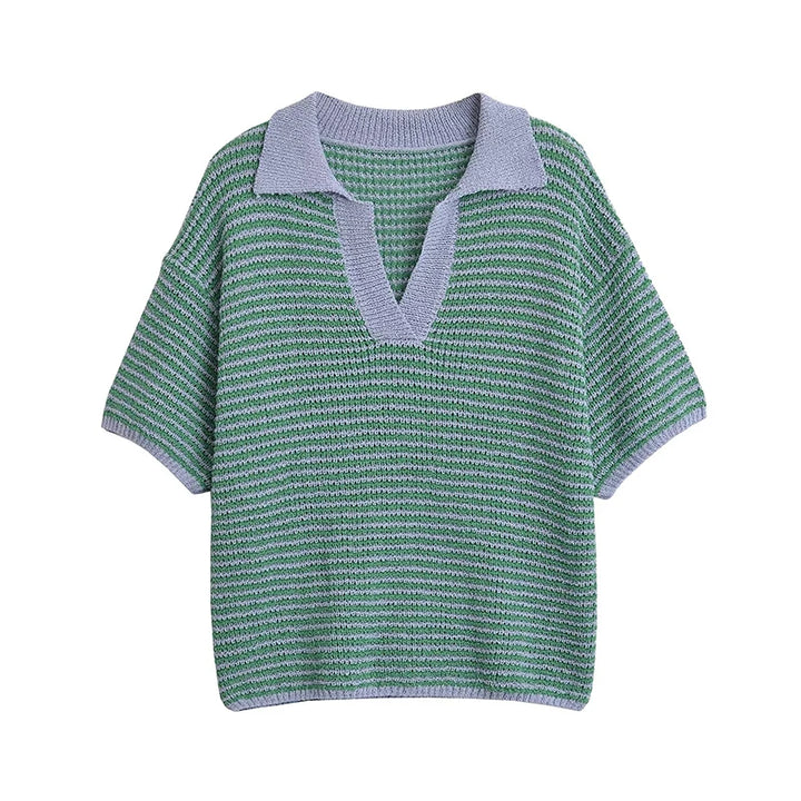 Willshela Women Fashion Two Piece Set Striped Lapel Neck Shirt &amp; Elastic Waist Shorts Chic Lady Women Shorts Sets