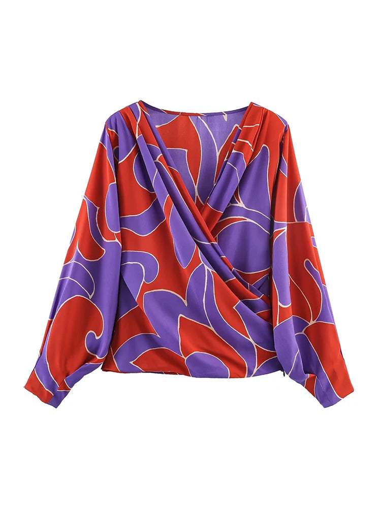 Sexy Women V Neck Shirt Blouse Office Long Sleeve Spring Summer Fashion Elegant Printed Shirt 2026 New Female Vintage Tops