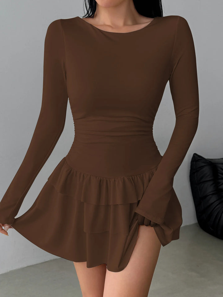 Elegant Fall Winter Women Solid Color Slim Fit Long Sleeve Bodycon Midi Dress Fashion Sexy Party Casual Knit Ruched Stretchy Sex