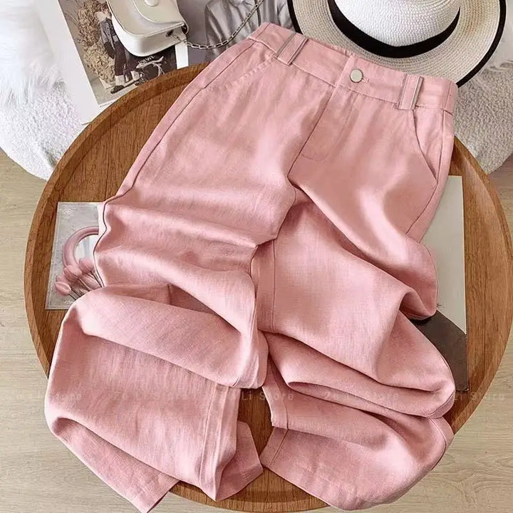 Linen Casual Straight-leg Pants Women&
