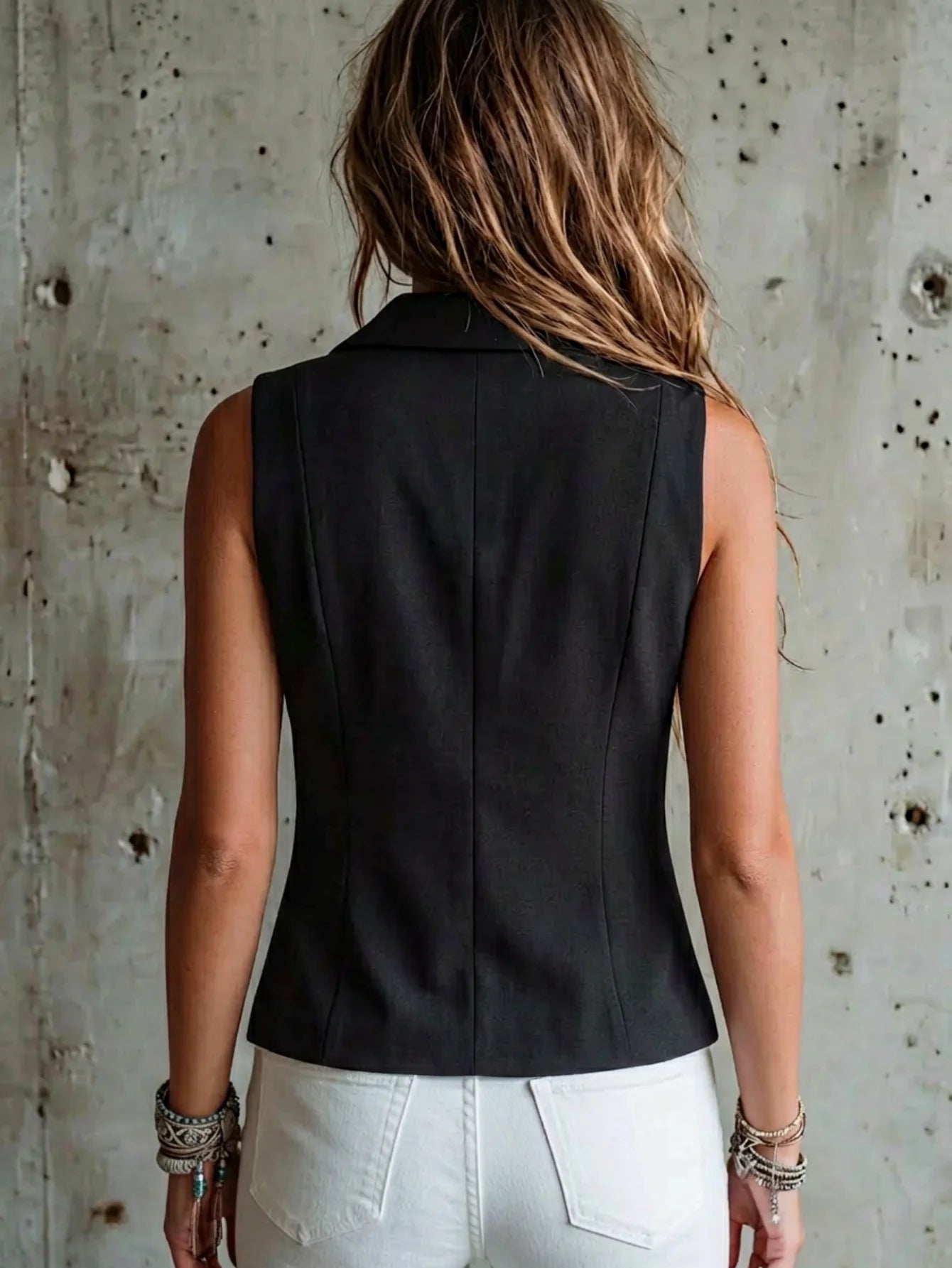 Women's Suit Vest Formal Waistcoat Slim Fit Sleeveless Blazer Jacket for Office Business Work Professional Attire Elegant Top