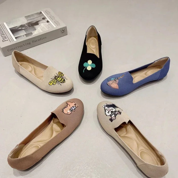 Women Flat Knitted Fashion Round Toe Women&