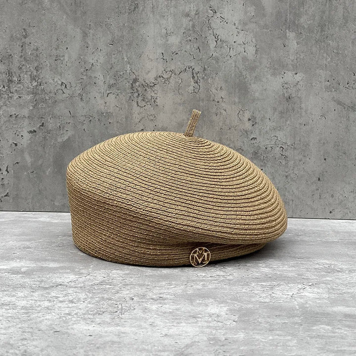 Fine Straw Fedoras Letter Beret for Women, Casual Painter Hat, Elegant and Stereotype, Retro Fashion, Summer Tourism, Wholesale