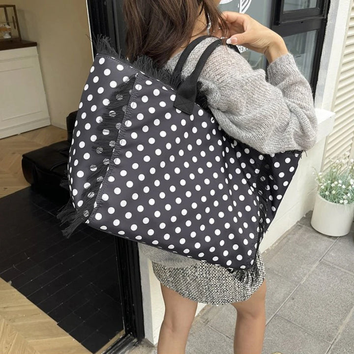 2026 High Quality Sweet Tote Bags for Women New Polka Dots Design Handbag Fashion Nylon Temperament Large Capacity Shoulder Bags