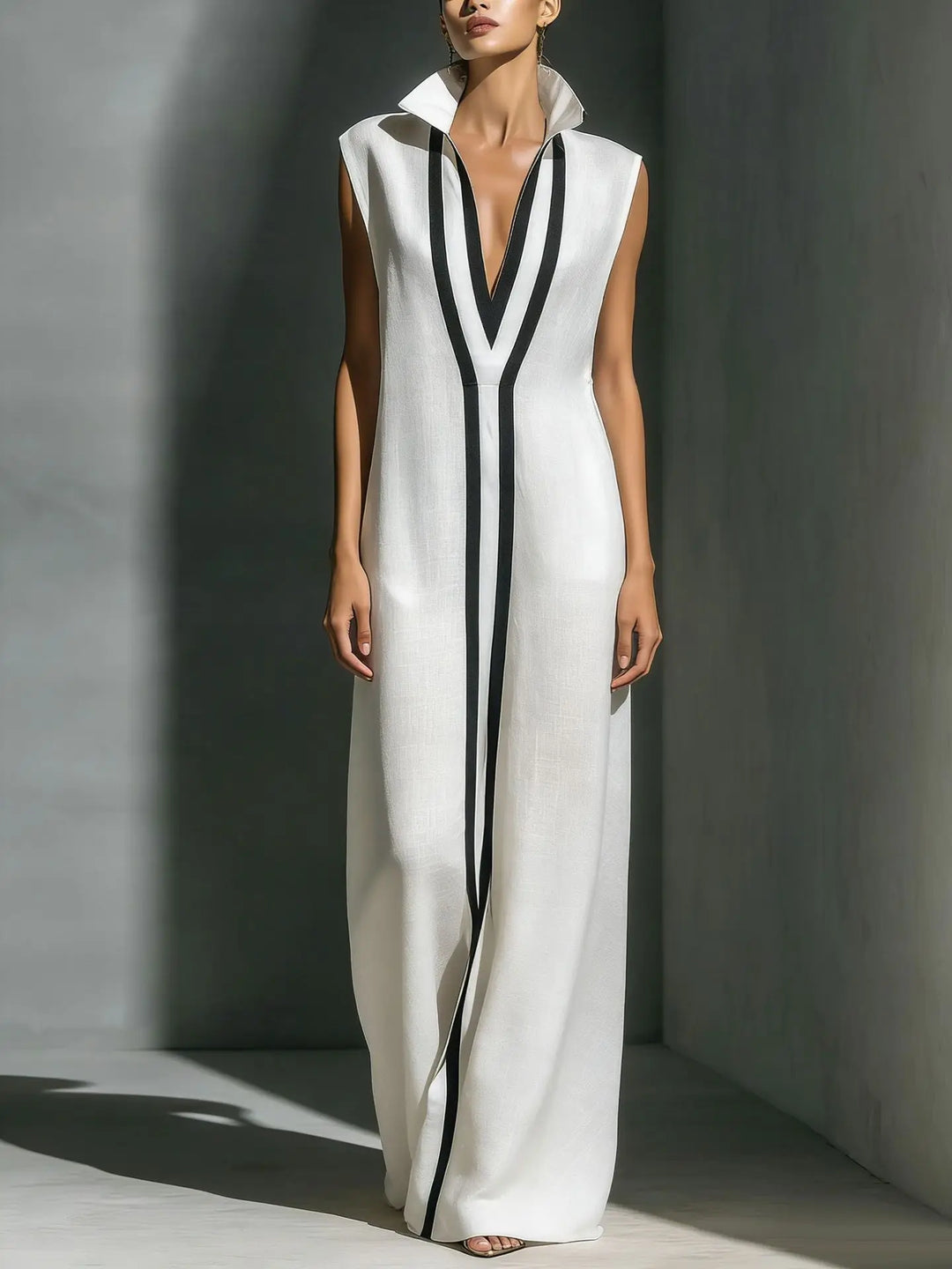 Fashion Colourblock Maxi Dress Women Casual V-neck Sleeveless Loose Dresses Summer Elegant Party Beach Dress Street Vestidos