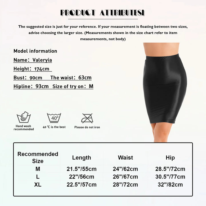 Womens Glossy Sexy Mini Skirt High Waist Pencil Bodycon Skirts Stretchy Shiny Short Dress for Club Pole Dance Party Show Costume