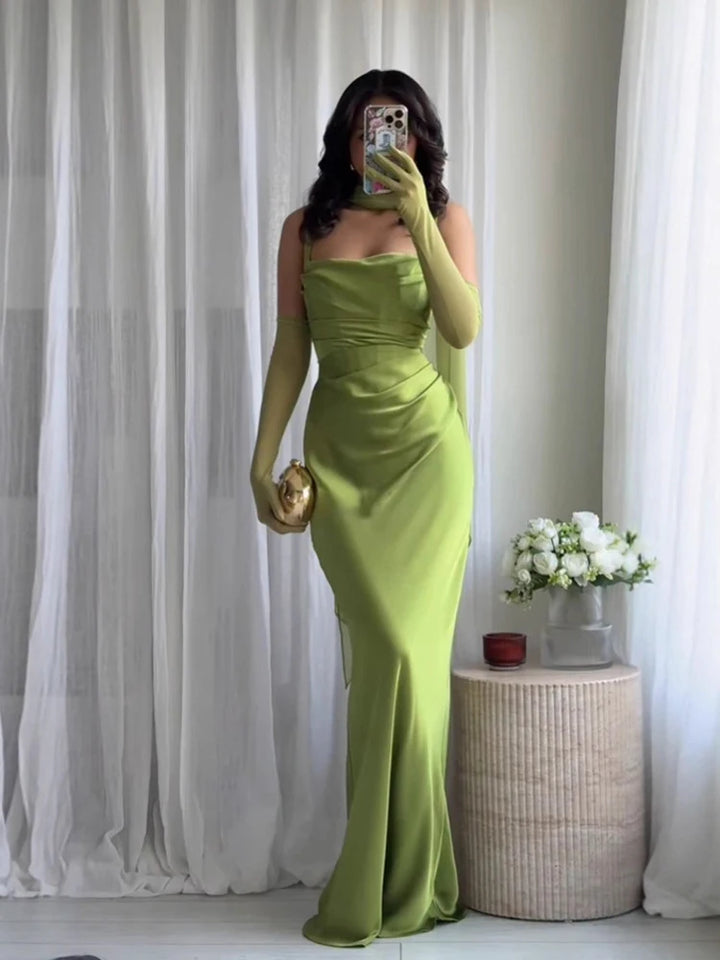Elegant Women Corset Maxi Dress with Scarf Sexy Prom Gown Party Evening Dress Long Backless Lady Verstidos Chic Wedding Dress