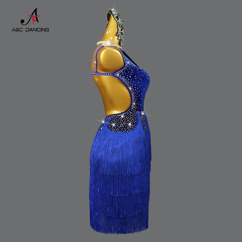 New Velvet Latin Dance Dress Sexy Fringed Skirt for Womens Girls Party Sport practice Wear Prom Performance Competition Costumes