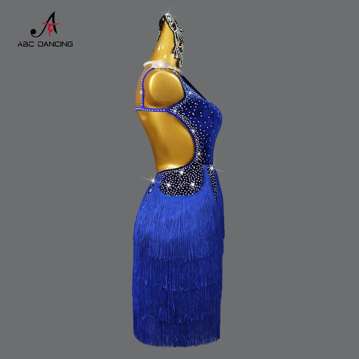 New Velvet Latin Dance Dress Sexy Fringed Skirt for Womens Girls Party Sport practice Wear Prom Performance Competition Costumes