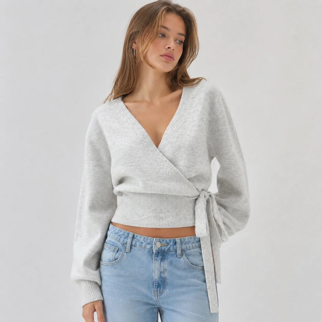 Knit Sweater Women V Neck Pullover Sweaters Long Sleeve Elegant Sweater Lace Up Long Sleeve Sweater Autumn Winter Knitwear Top