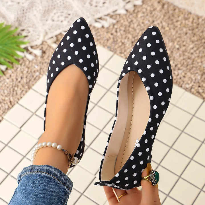 Women Loafers Polka Dot Ballet Flats Women Slip on Round Toe Casual Shoes Comfortable Sneakers Women Office Work Shoes Ladies