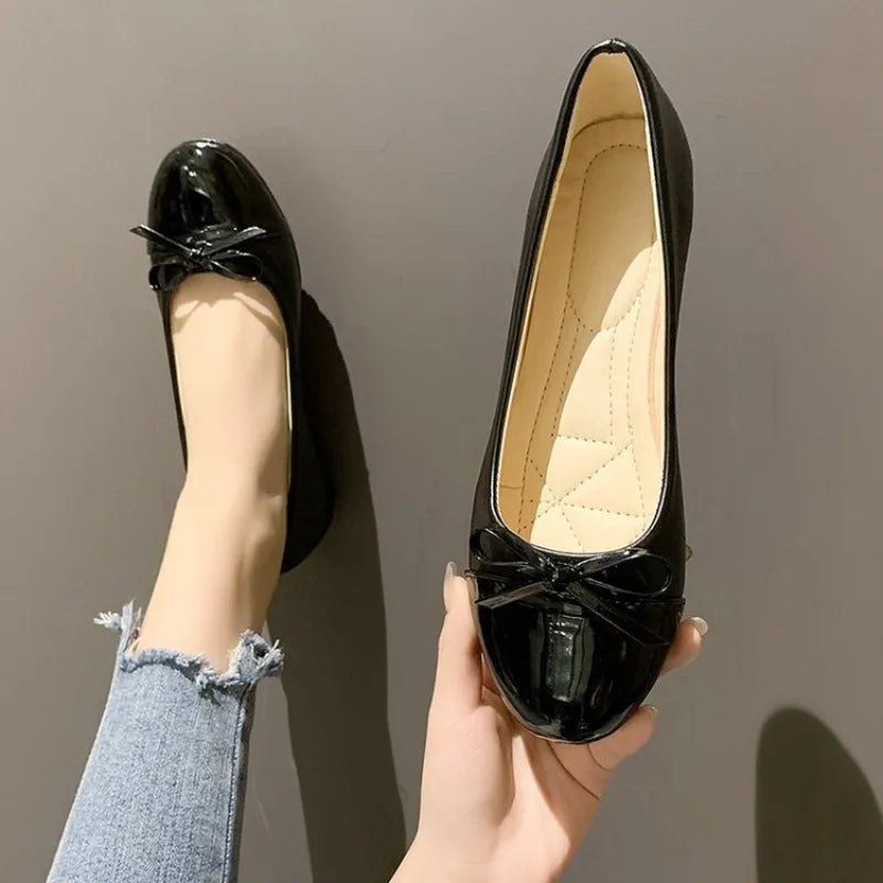 Women Flats Comfort Ballerina Shoes 2025 Summer New Shallow Mouth Non-slip Ladies Loafers Elegant Bowknot Women Single Shoes
