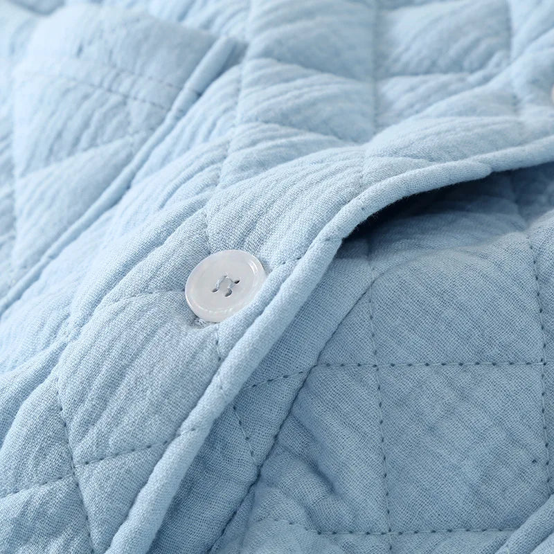 Autumn Winter Women Warm Cotton with Filler Robe Ladies Bathrobe Female Long Sleeve Dressing Gown Robes Simple Home Clothes