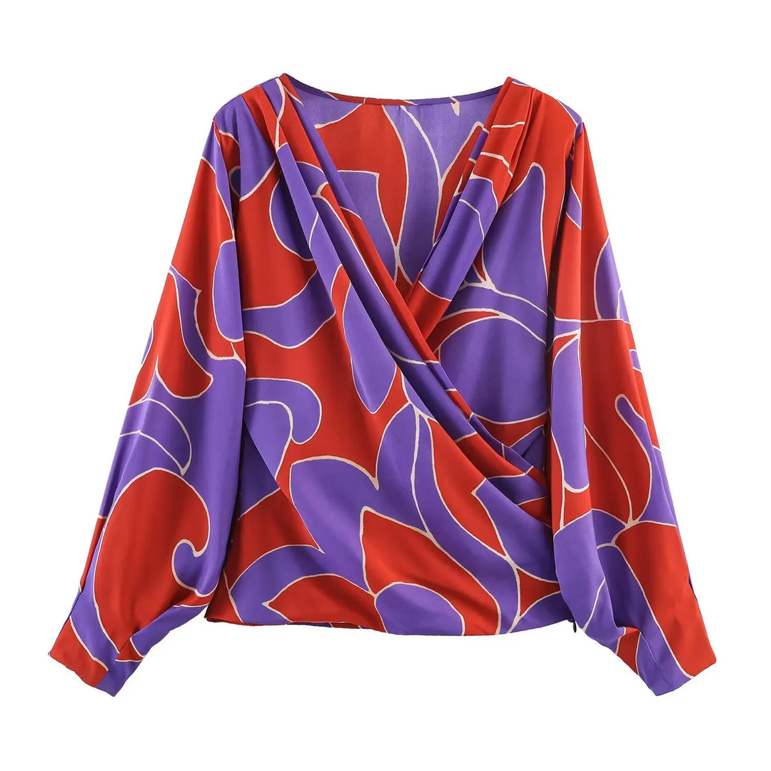 Sexy Women V Neck Shirt Blouse Office Long Sleeve Spring Summer Fashion Elegant Printed Shirt 2026 New Female Vintage Tops