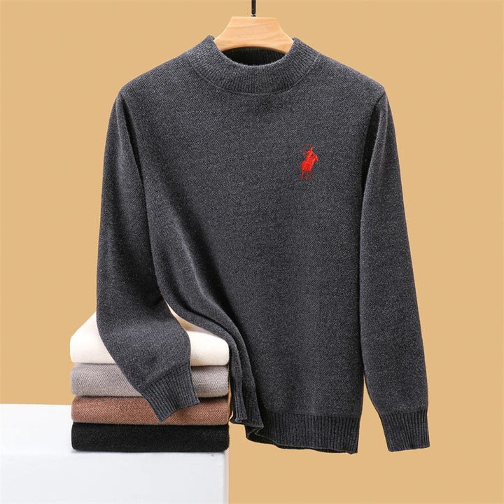 Luxury brand embroidered sweater men designer new round neck casual top winter plush thick warm knit pullover fashion men&