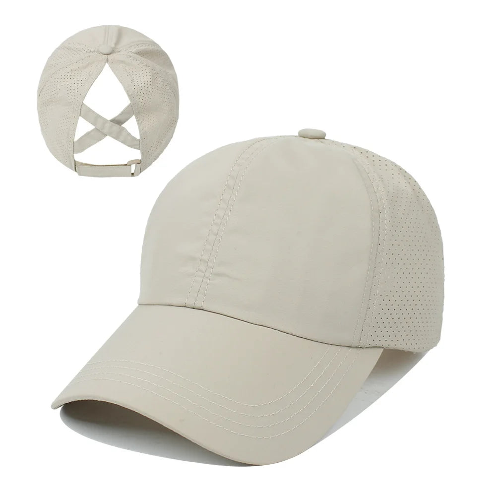 Baseball Caps For Women Hats New Breathable Mesh Sun Visor Hats Female Summer European Outdoor Sports Criss Cross Ponytail Hat