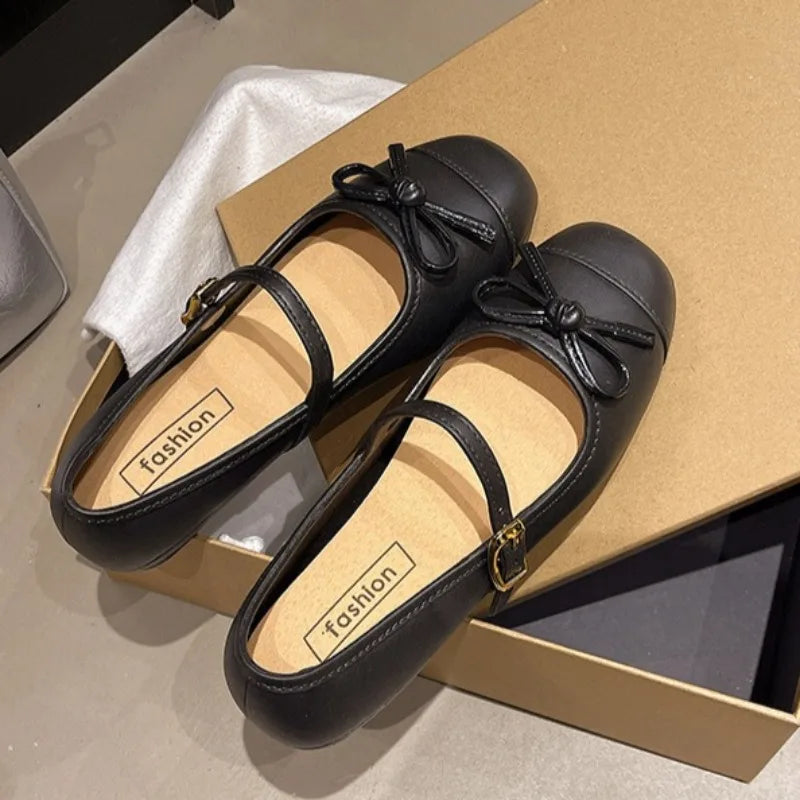 French Style Mary Jane Flats Knot Soft Bottom Fashion Single Shoes for Woman Spring Summer New Korean Version Women&